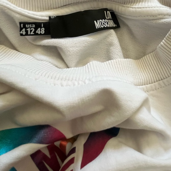 Love Moschino Boxy Fit Sweatshirt with Rainbow Heart Print Cotton 12 - Picture 5 of 7